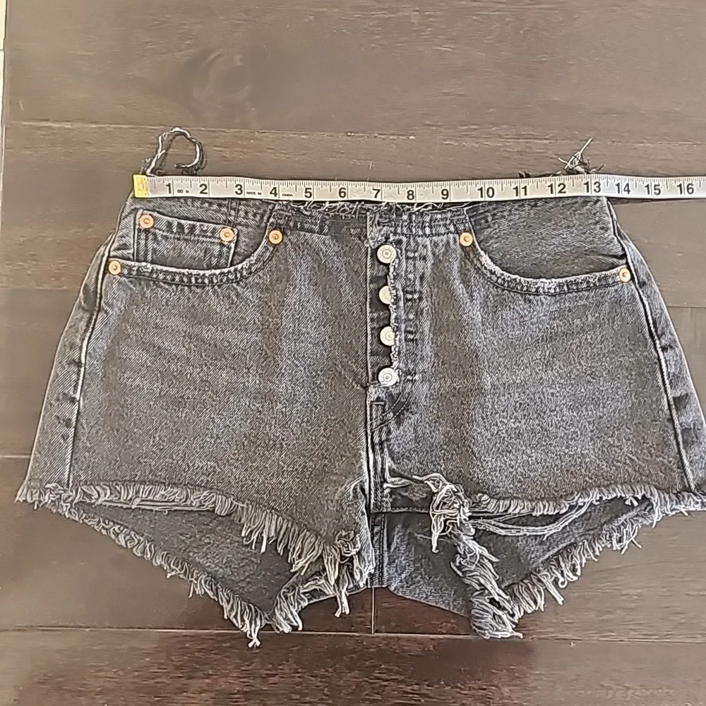 Levi's 501 Anniversary Edition Dark Wash Cut Off Denim Shorts Raw Hem W25